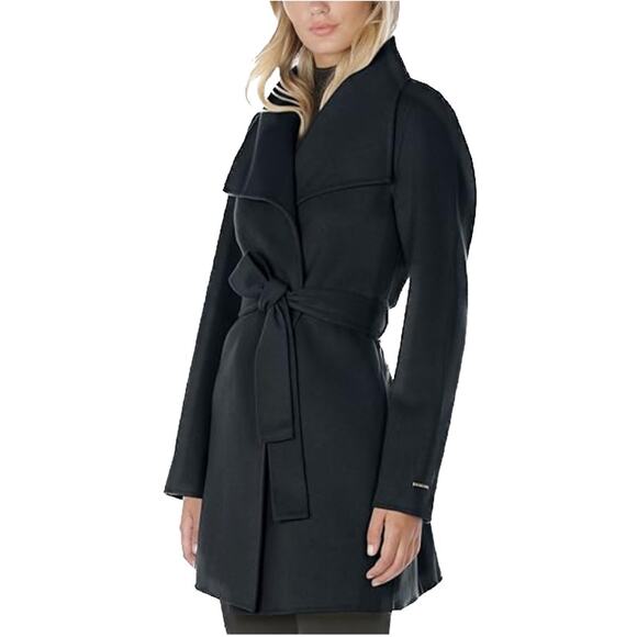Tahari Ella Marla Shawl-Collar Wool Wrap Coat Black Size XL NWT - Picture 5 of 9